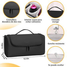 PALAY® Estuche de Viaje para Dyson, Bolsa de Almacenamiento de Air Wrap, Impermeable de PU Mejorada, Organizador de Shark Flexstyle, Funda de Almacenamiento Portátil con Gancho para Colgar (Negro)