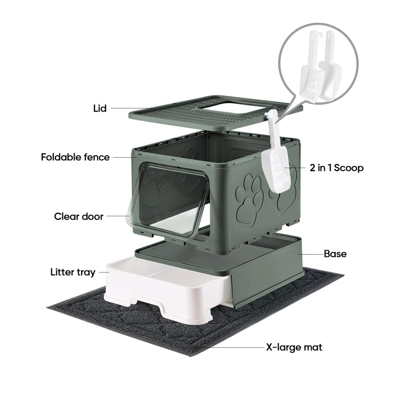 Medario Cat Litter Box with X-Large Litter Mat and Scoop,