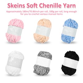 12Pcs 100g Chenille Yarn Colorful Crochet Knitting Velvet Yarn Thick Chenille Yarn Soft Chenille Yarn Fluffy Knitting Weaving Yarn for Crocheting Sweater Shawl Hat Crafts