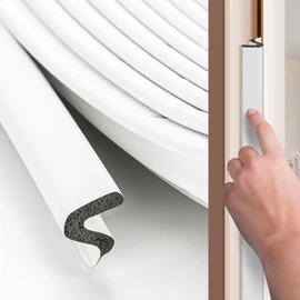 Weather Stripping Door Seal Strip 40FT Door Soundproofing V-Shape Sound Proof Door Sealers for Door Frame, Door Insulation Strip for Large Gap，White