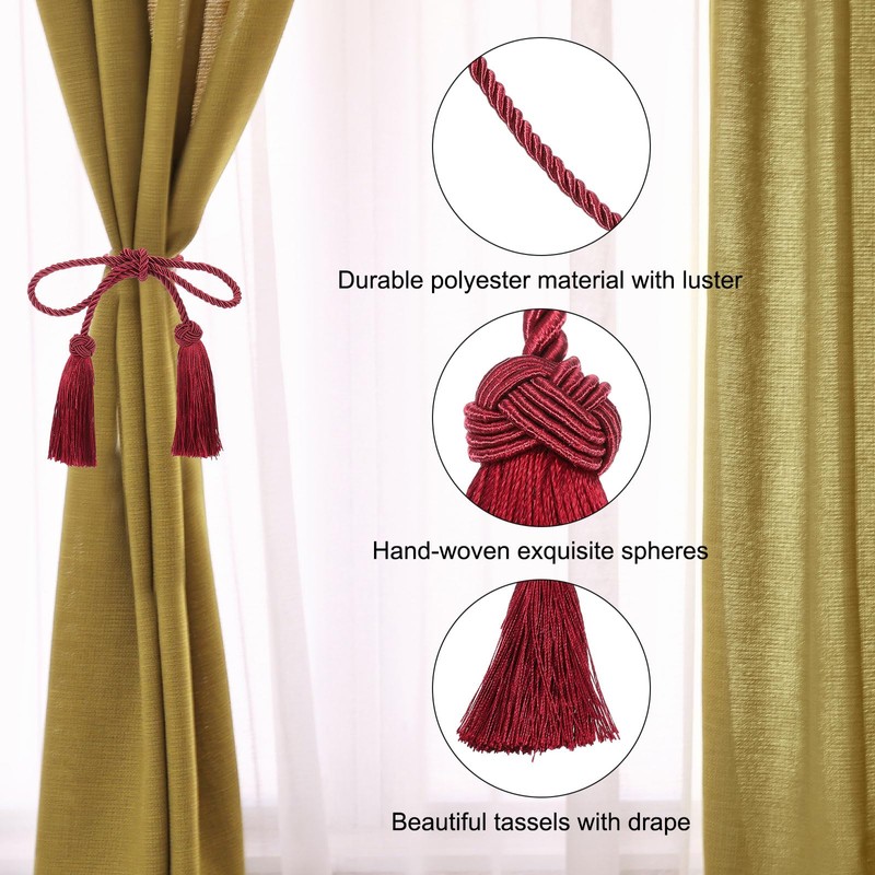 sourcing map 2Pcs Tassel Curtain Tiebacks, Curtain Holdbacks with Tassel