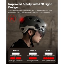 ILM Smart Bike Helmet Brake Warning LED Light Control NTA8776 CE CPSC Triple Certification Adult Electric Bicycle Casco Men Women Gray XX-Large
