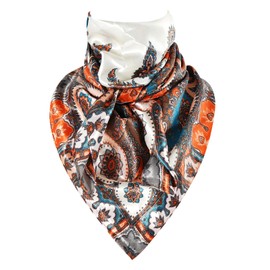 GERINLY 35 Inch Wild Rag Cowboy Scarves for Men, Large Rancher Neckerchief Silk Feel, Oversize Western Bandana (Multi)