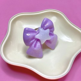 Holley Tea Time Lilac Purple Ribbon Ring Kawaii, Coquette, Cutecore, Pastel, Fairy Kei, Harajuku