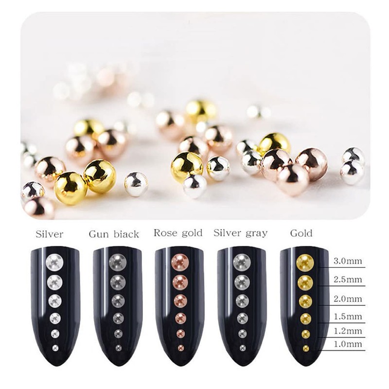 0.6mm 6Sizes Mini Small Stainless Steel Beads Nails Art Decorations