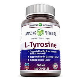 Amazing Nutrition L-Tirosina Aminoácido Esencial 500 mg  180 Cápsulas Vegetales                                                                       