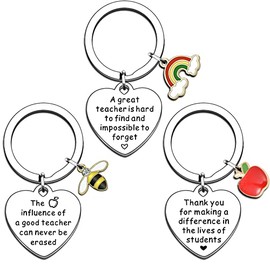 AMZQ Teacher Gifts Appreciation Thank You Gifts for Women Teacher Presents for Graduation Birthday（3 Keyrings