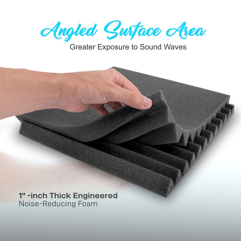 Pyle 12 Pack Acoustic Foam Panels, Audio Acoustic Sound Dampening,