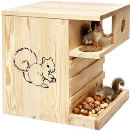 Extra Large Wooden Squirrel House Feeder Outdoor Heavy Duty Nesting Box