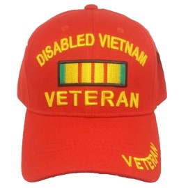 Disabled Vietnam Veteran with Campaign Ribbon Gold Letters Red