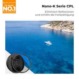 K&F CONCEPT Filter 46 mm Polarising Filter CPL with Multi-Coating for Photo Camera Lenses, Lens Cap Retainer, Universal Lens Cap (Nano-Klear)