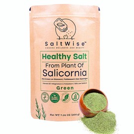 SaltWise Salicornia Green Salt – 50% Low Sodium, Plant-Based Salt Substitute, 100% Dehydrated Salicornia, Natural Umami, No additives (7.05 oz / 200g)