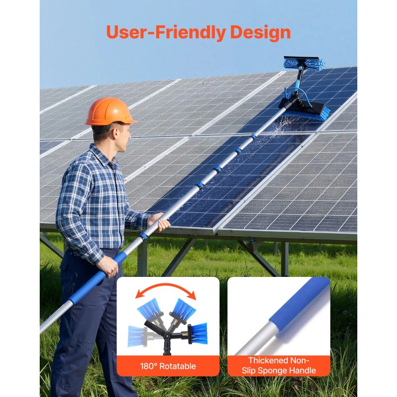 33 ft Extendable Aluminum Telescopic Pole Kit Solar Panel Cleaning
