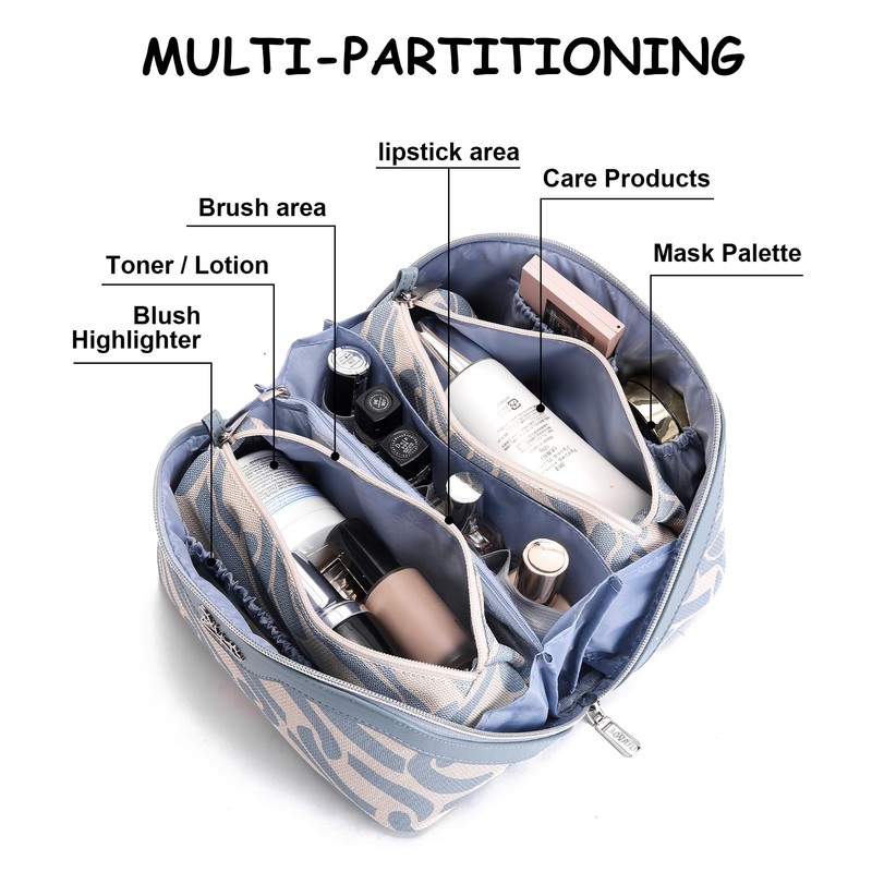 BOYATU Travel Makeup Bag for Women: Large Capacity 3-Piece Cosmetic