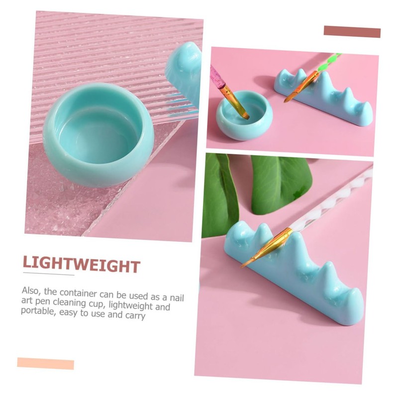 SAFIGLE 1Set Nail Brush Wash Cup with Nail Holders Durable