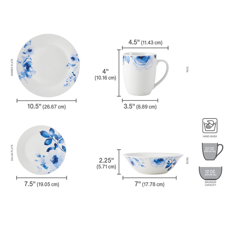 Fitz and Floyd Bloom 32-Piece Dinnerware Set, Service for 8,