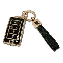 POSAID Fob Key Cover for Jeep Grand Cherokee L, Key Fob Shell Case for Gladiator Wagoneer Grand Wagoneer 2023 2022 2021 with Key Chain, Black