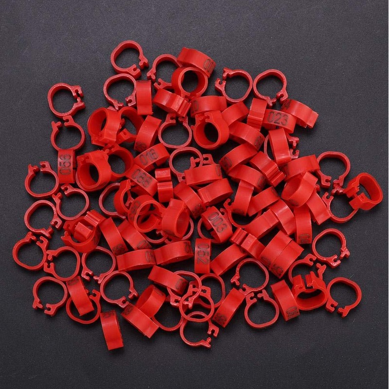 100 Pcs 8MM 001-100 Numbered Pigeon Leg Rings,Plastic Pigeon Legs