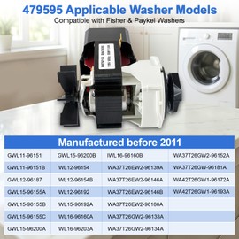 479595 Washer Drain Pump Compatible with Fisher & Paykel Washers, 420325P Pump Replaces SM479595, RMT62125, 426375P, 479585, 4547072, AP6791227, Fits for GWL11, GWL15, IWL12, IWL15, and WA42T26GE