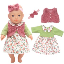 3pcs Baby Doll Clothes Including Dress Headband Vest for 43 cm / 17 Inch Newborn Baby Dolls (No Doll)
