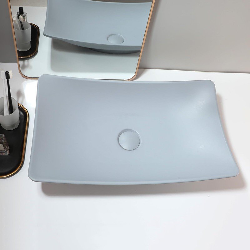 Focitland 22 Inch Stone Resin Bathroom Sink with Pop-Up Drain