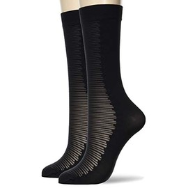 Gunze Tuche Women's Socks, 3-Way Mixed Sheer Pattern, Set of 2 Pairs, Black