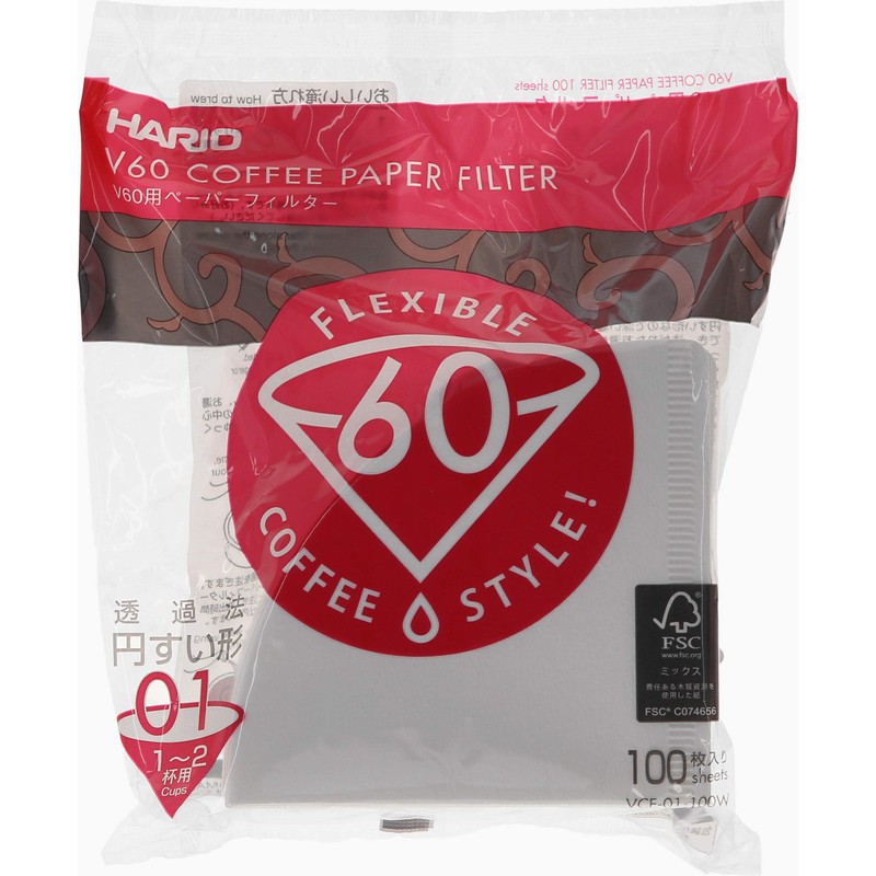 HARIO V60 Paper Coffee Filters, Size 01, Set of 6