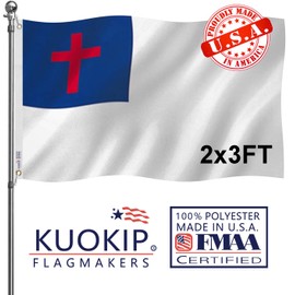 Double Sided Christian Flag 2x3 Made in USA Outdoor Heavy Duty 3-Ply Nylon Jesus Flag with White Starting Tape and 2 Brass Grommets