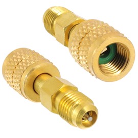 HUAREW R32 R454B Refrigerant Brass Adapter, 1/4" Female to 1/4" Male Reverse Thread Adapter, Heavy Duty HVAC Quick Connect Fittings for R32/R454B Mini Split Systems（2 Pcs）