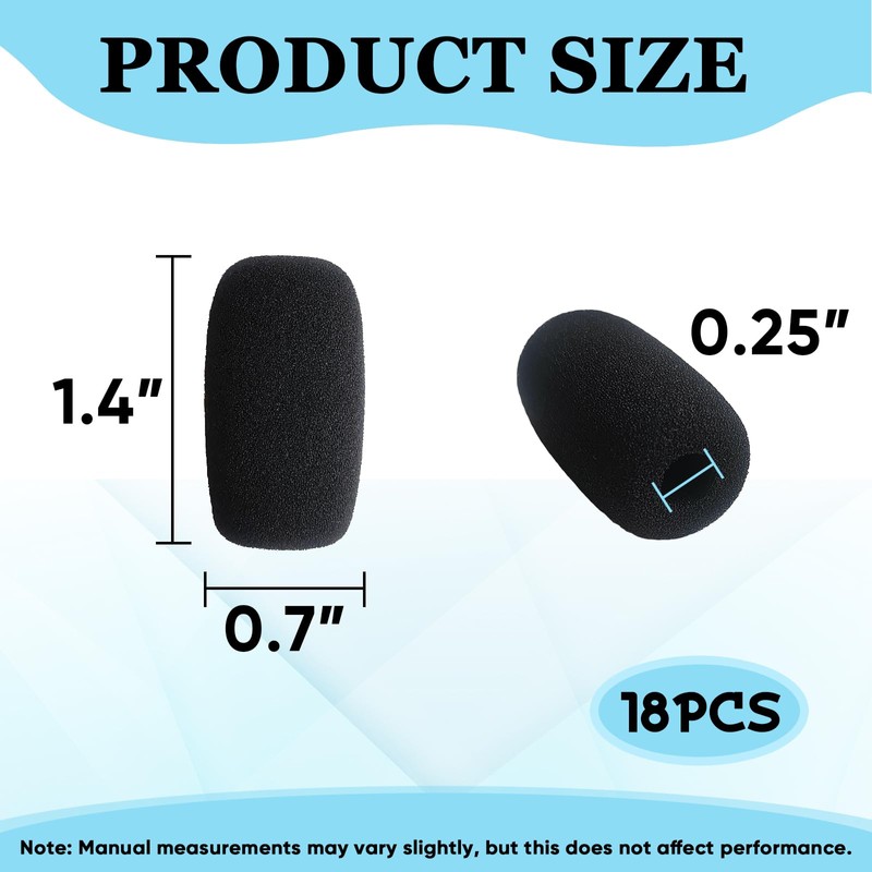 AKSONMN 18 Pack Mini Foam Windscreen for Headset Microphone -