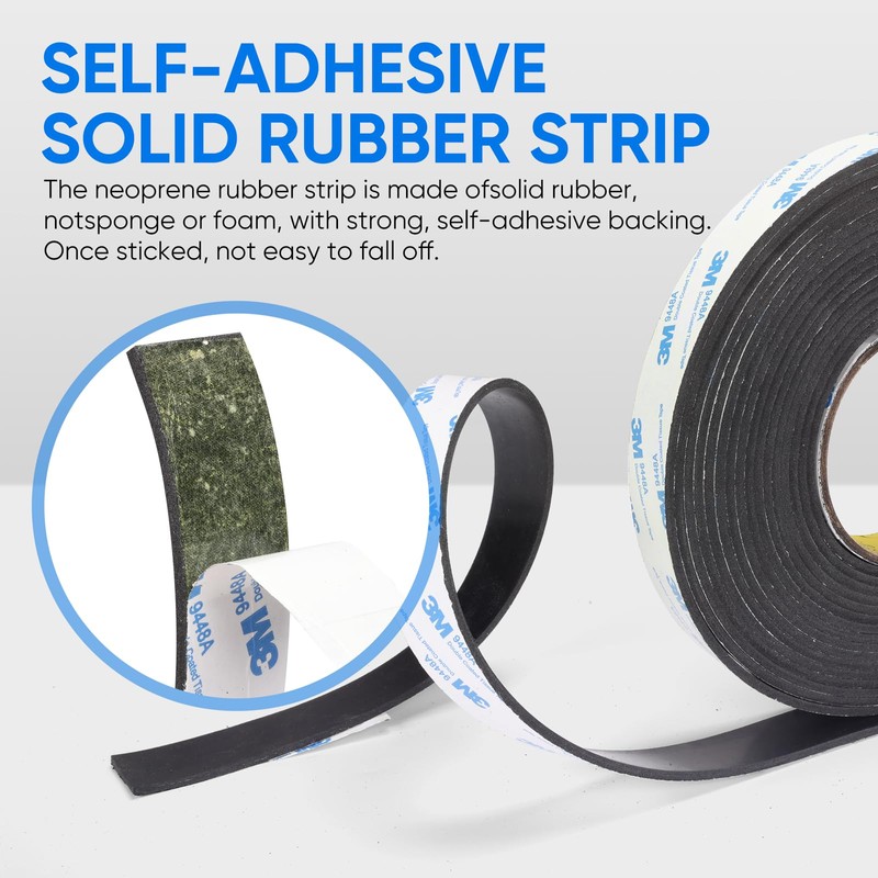 VOCOMO Rubber Strips, Solid Rubber Sheets Self Adhesive Neoprene Rolls