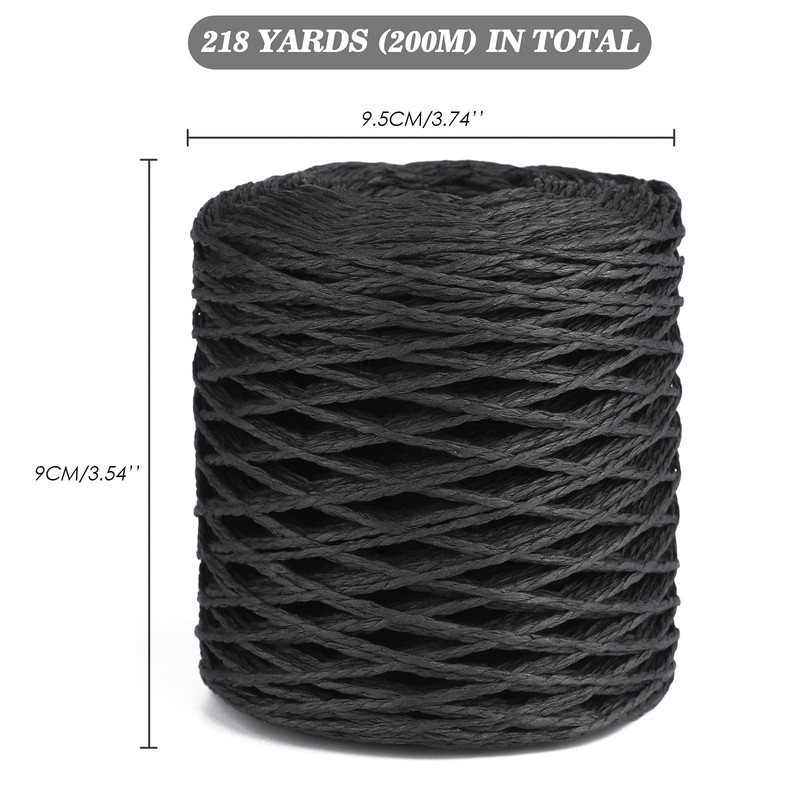 G2PLUS 200M Black Paper String - Raffia Paper Ribbon -