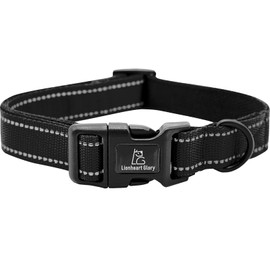 Lionheart Glory Reflective Dog Collar - Adjustable, Durable, Soft Classic Collar for Small Dogs - Black, Female/Male Pet Gift