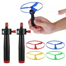 PBAHAUP 2 Set Skyrocopter Disco Volante Giocattolo, 2 Lanciatori e 4 Dischi Playset Elicottero, Giocattolo Da Esterno Per L'Estate, Ideali Per Attività All'Aperto
