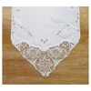Festive Christmas Table Runner Sandy with Plauen Lace in White/Gold