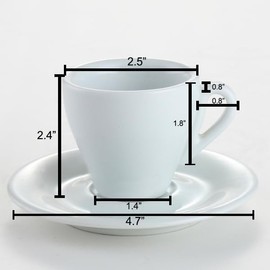 Cusinox White Porcelain Espresso Cup Sets for Espresso Coffee, 2 Oz