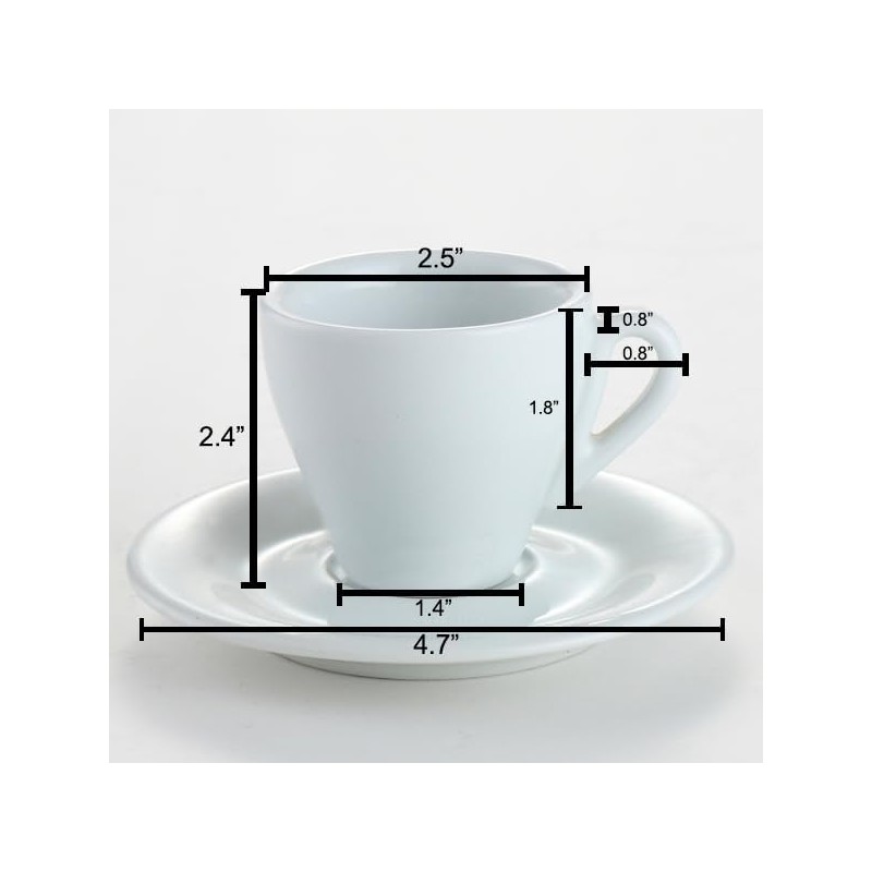 Cusinox White Porcelain Espresso Cup Sets for Espresso Coffee, 2