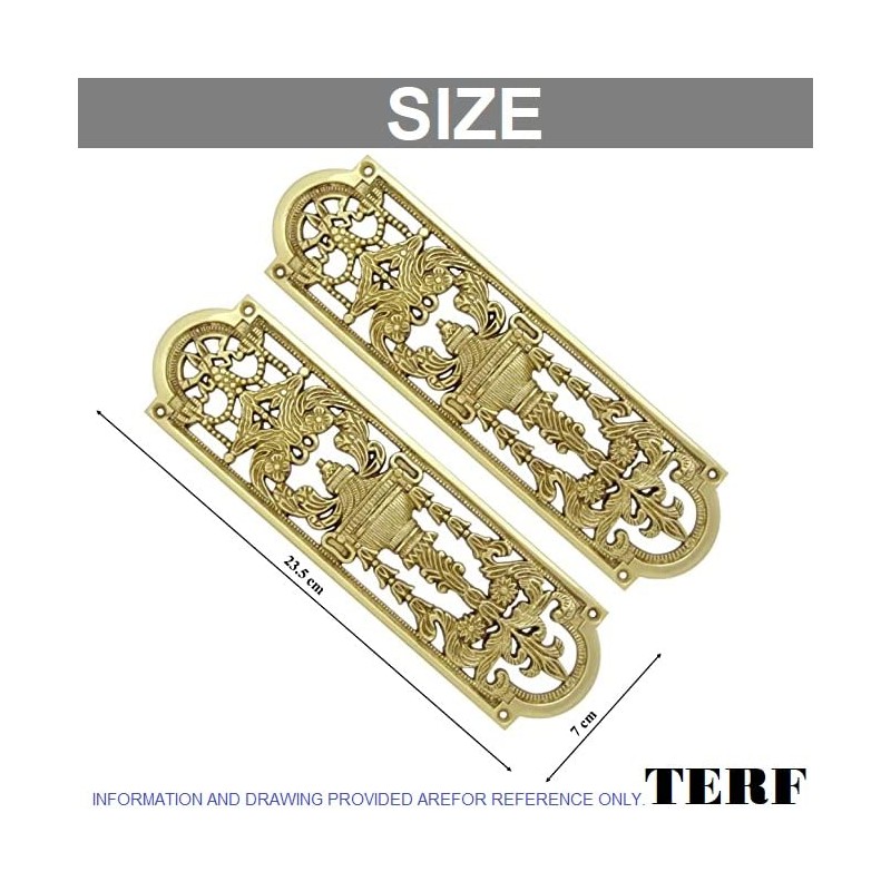 TERF® 225mm X 70mm Antique Solid Brass Fancy Finger Plate