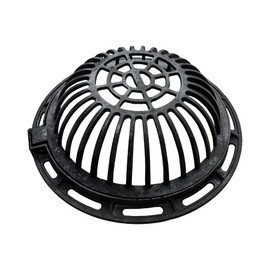 Natotela 20in Ductile Iron Atrium Drain Grate and Frame, Dome Durable Metal Overflow Relief Gully Dome Grate with Bolted Down Base, Cast Iron Sewage Drain Grates for Garden,Yard,Lawn(Overall Size 23")