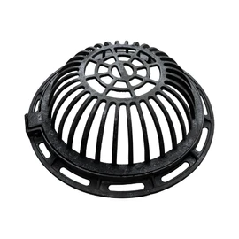 Natotela 20in Ductile Iron Atrium Drain Grate and Frame, Dome Durable Metal Overflow Relief Gully Dome Grate with Bolted Down Base, Cast Iron Sewage Drain Grates for Garden,Yard,Lawn(Overall Size 23")