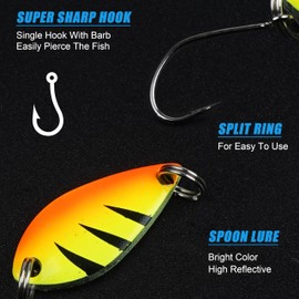 Spoon Fishing Lure for Trout - 12pcs Single Hook Trout Lures Trolling Spoon Lures Casting Spinner Bait Metal Fishing Lures for Trout Bass Crappie Char Walleye Perch