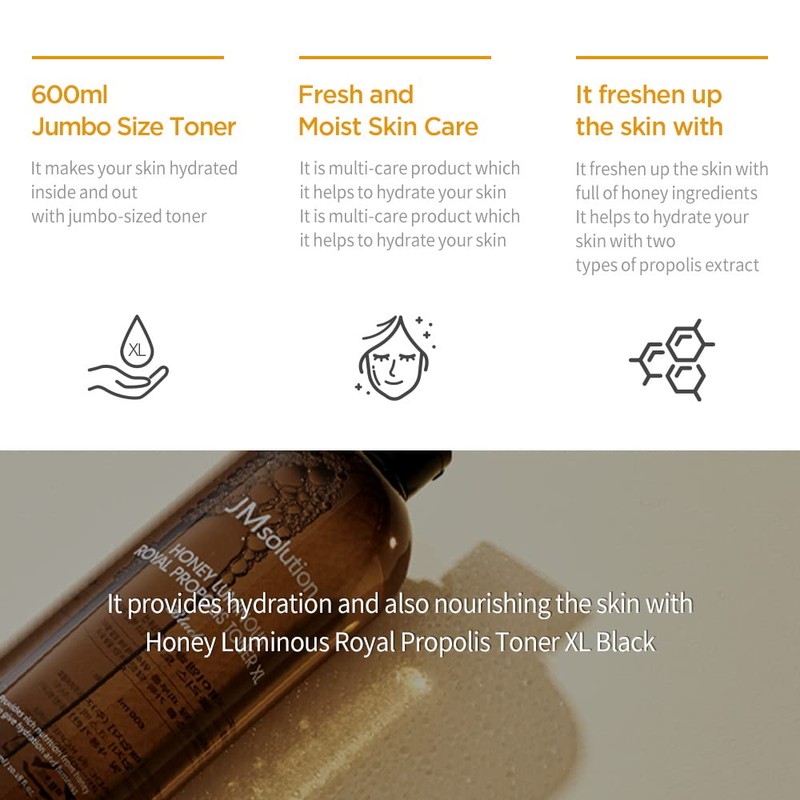 JMSOLUTION Honey Luminous Royal Propolis Toner XL BLAC