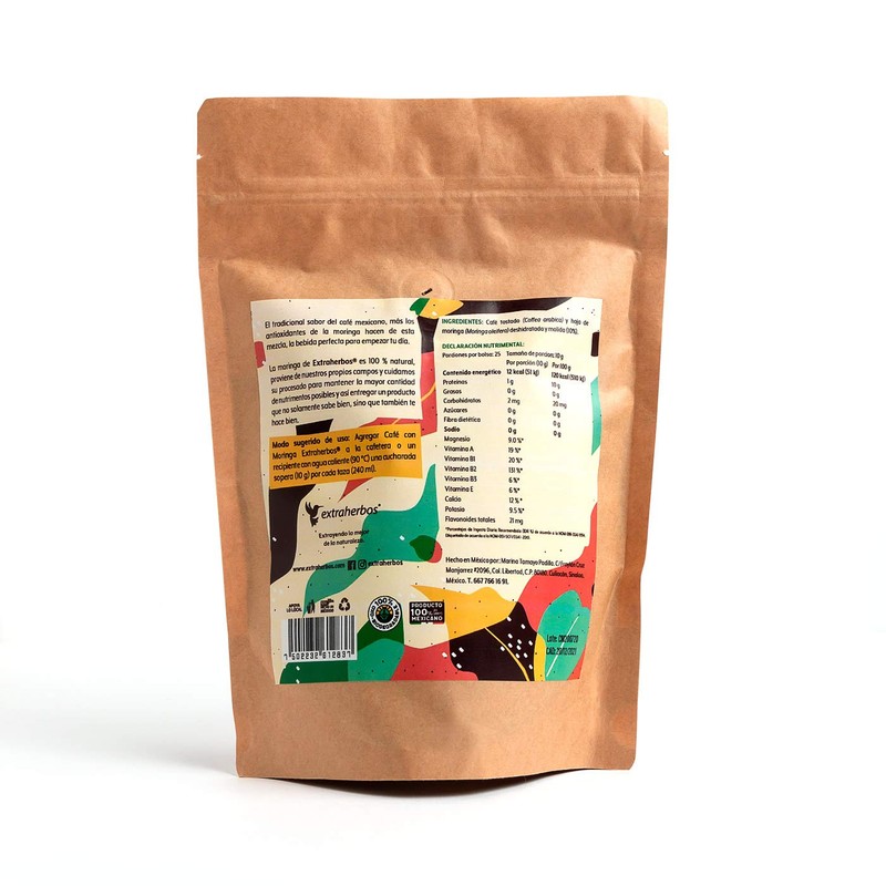 Extraherbos Café Con Moringa Tostado y Molido 250g - Energía