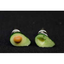 Miniblings Avocado Stud Earrings Holiday Party Summer Fruit Kawaii Handmade Fashion Jewellery I Earrings Stud Earrings, polymer clay, No Gemstone