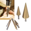 3Pcs Step Drill Bit Hex Shank Straight Grooved HSS Ti