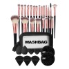 Set Brochas Y Esponjas De Maquillaje Con Cosmetiquera Negro