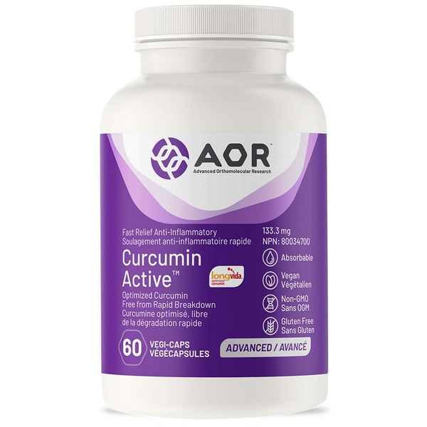 AOR Curcumin Active (100X More Bioavailable VS Standard Curcumin), 60 Vegi-Capsules, 60 Capsules