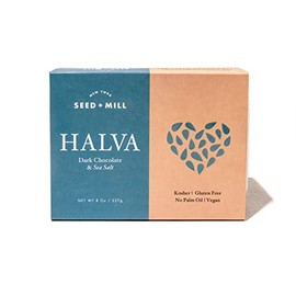 Seed + Mill - Halva - Sea Salt Dark Chocolate - Vegan, Kosher, & Gluten Free - Enjoy this soft, fudgelike candy made out of sesame paste and dark chocolate. Great for snacking or as a dessert - 8 oz