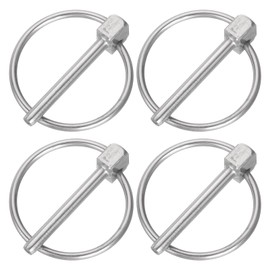 QUARKZMAN 4pcs 1/8" x 1-3/8" Locking Pin with Ring, Stainless Steel Round Locking Pins for Boat Kayak, Trailer Trolley Truck Mower, Silver