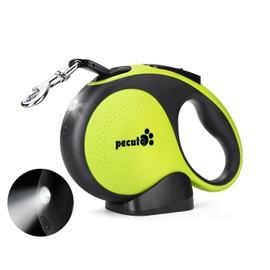 Pecute 16 ft Retractable Dog Leash with LED Light Rechargeable, Up to 66lbs Walking Retractable Nylon Dog Leash, 360° Tangle-Free, One-Button Control, Ergonomic Handle for Medium Large Dogs